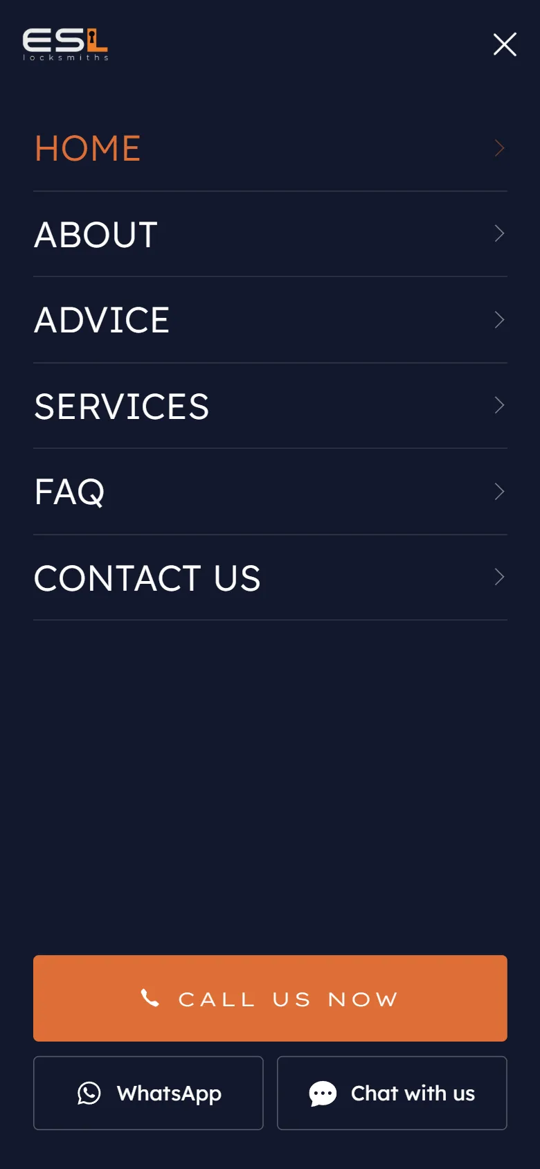 ESL Locksmiths on a phone: A menu you can hit
